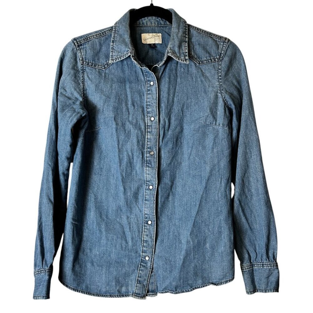 UNIVERSAL THREAD Western Denim Pearl Button Jean Shirt Size XS